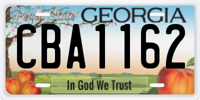GA license plate CBA1162