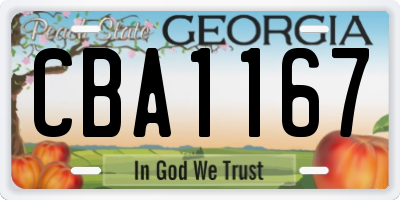 GA license plate CBA1167