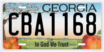 GA license plate CBA1168