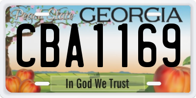 GA license plate CBA1169