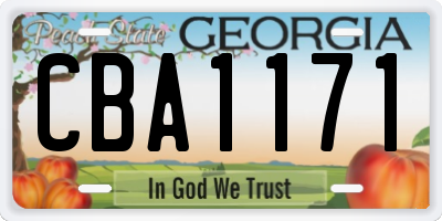 GA license plate CBA1171