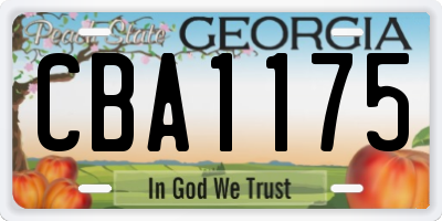 GA license plate CBA1175