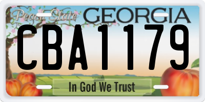 GA license plate CBA1179