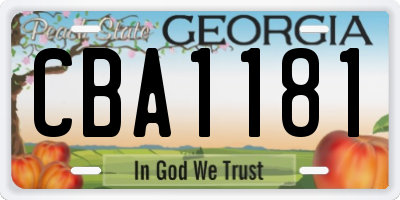 GA license plate CBA1181