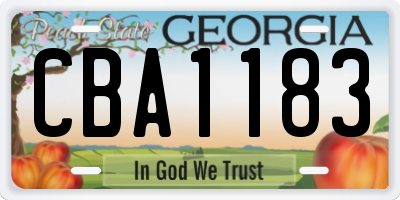 GA license plate CBA1183