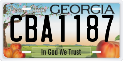 GA license plate CBA1187