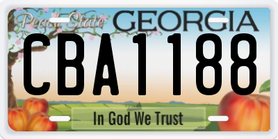 GA license plate CBA1188