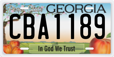 GA license plate CBA1189