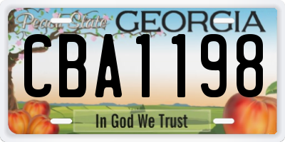 GA license plate CBA1198