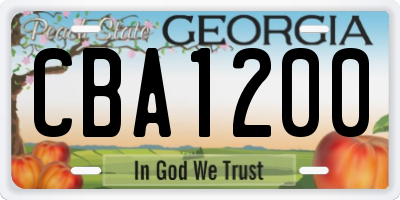 GA license plate CBA1200