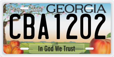 GA license plate CBA1202