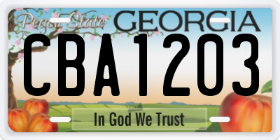 GA license plate CBA1203