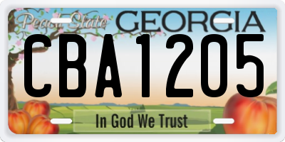GA license plate CBA1205