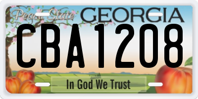 GA license plate CBA1208