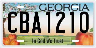 GA license plate CBA1210