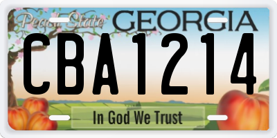 GA license plate CBA1214