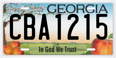 GA license plate CBA1215