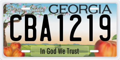 GA license plate CBA1219