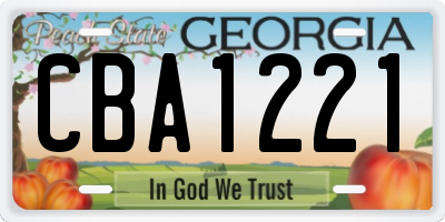 GA license plate CBA1221
