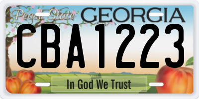GA license plate CBA1223