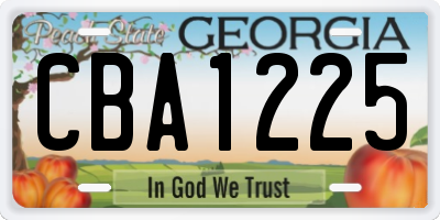 GA license plate CBA1225