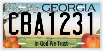 GA license plate CBA1231