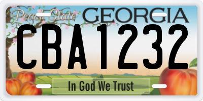 GA license plate CBA1232