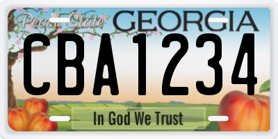 GA license plate CBA1234