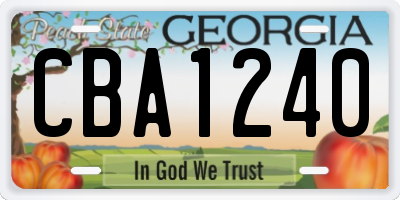 GA license plate CBA1240