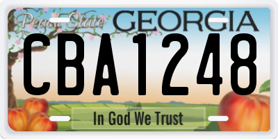 GA license plate CBA1248