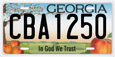GA license plate CBA1250
