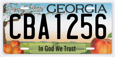 GA license plate CBA1256