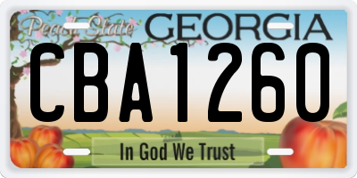 GA license plate CBA1260