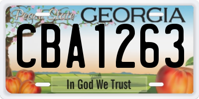 GA license plate CBA1263