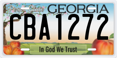 GA license plate CBA1272