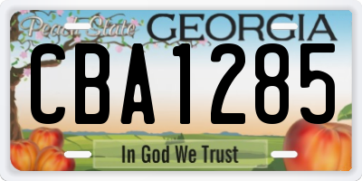 GA license plate CBA1285