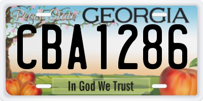 GA license plate CBA1286