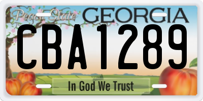 GA license plate CBA1289