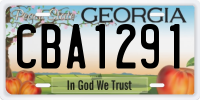 GA license plate CBA1291