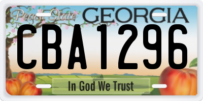 GA license plate CBA1296