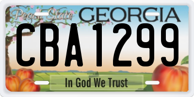 GA license plate CBA1299
