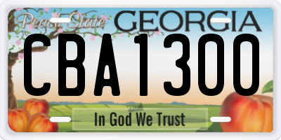 GA license plate CBA1300