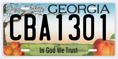 GA license plate CBA1301