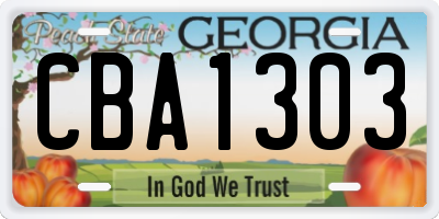 GA license plate CBA1303