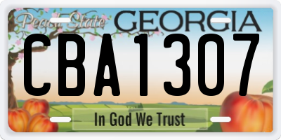 GA license plate CBA1307