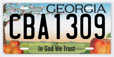 GA license plate CBA1309