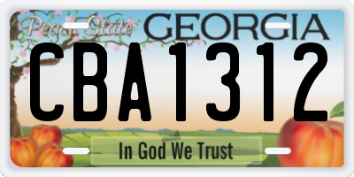 GA license plate CBA1312