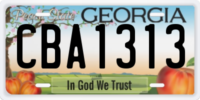 GA license plate CBA1313