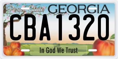GA license plate CBA1320