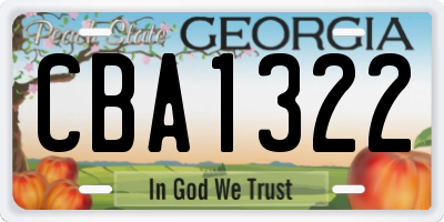 GA license plate CBA1322